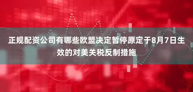 正规配资公司有哪些欧盟决定暂停原定于8月7日生效的对美关税反制措施